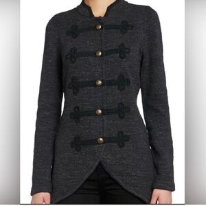RALPH LAUREN CUTAWAY MILITARY SOUTACHE DARK GREY Sweater Jacket SIZE Medium